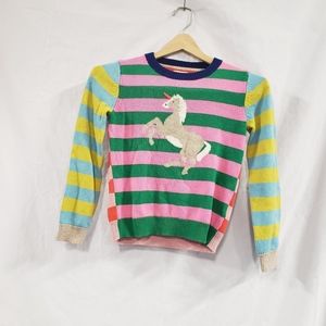 Mini Boden Kids Unicorn Striped Sweater Sz 9-10 Yr